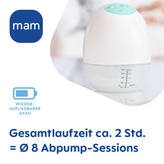 MAM Tiralatte Elettrico Hands-free incl. PP-biberon Easy Start Anti-Colic & 5 sacchetti per latte materno gratuiti