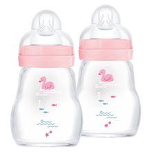 Glas-Flasche 2er Pack Feel Good - Silikon 170 ml - Schwan - Rosa - Gr. 1