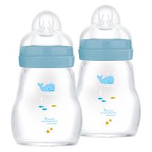 Glass Bottle 2-Pack Feel Good - Silicone 170 ml - Whale - Blue - Size: 1