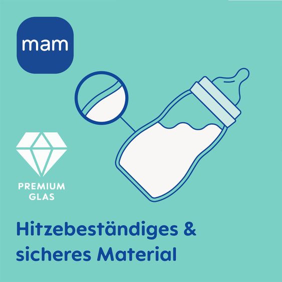 MAM Glas-Flasche 2er Pack Feel Good - Silikon 260 ml - Schwan & Delfin - Rosa - Gr. 1