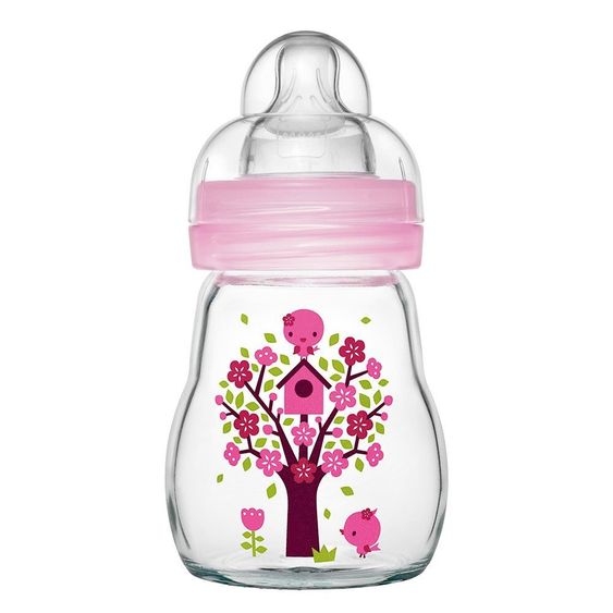 MAM Glas-Flasche Feel Good 170 ml - Silikon Gr. 1 - Rosa