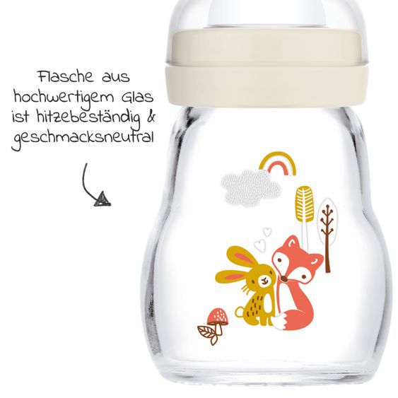 MAM Glas-Flasche Feel Good Elements 170 ml - Silikon Gr. 1 - Hase & Fuchs