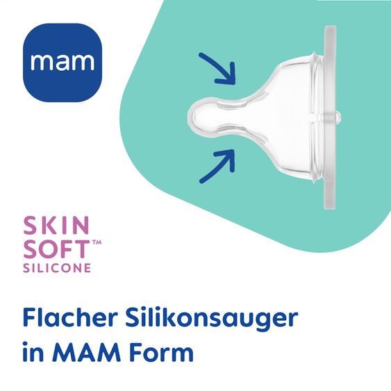 MAM Glas-Flasche Feel Good - Silikon 260 ml - Schwan & Delfin - Rosa - Gr. 1