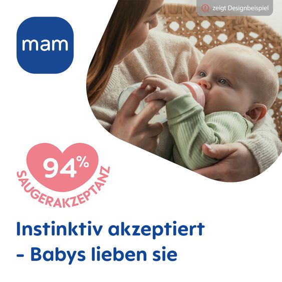 MAM Glas-Flasche Feel Good - Silikon 260 ml - Wal & Segelboot - Blau - Gr. 1