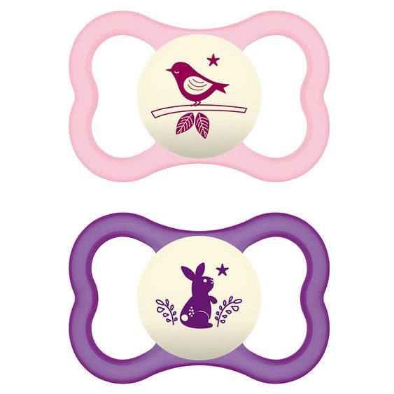 MAM Leucht-Schnuller 2er Pack Air Night - Silikon - 6-16 M - Girl