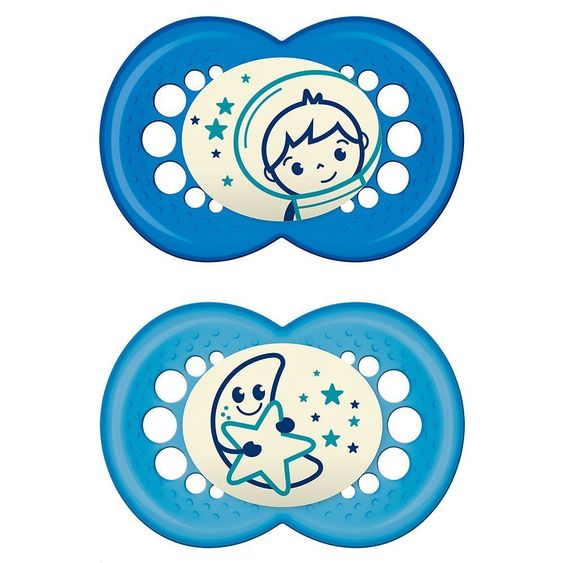 MAM Luminous pacifier 2-pack Night - latex 6-16 M - for boys