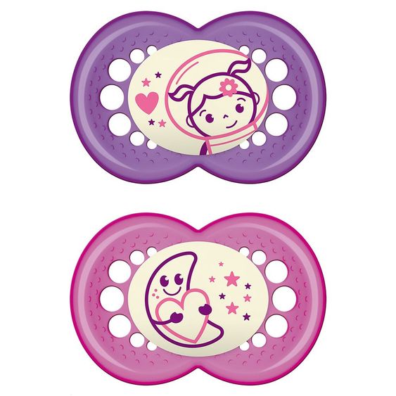 MAM Luminous pacifier 2-pack Night - latex 6-16 M - for girls