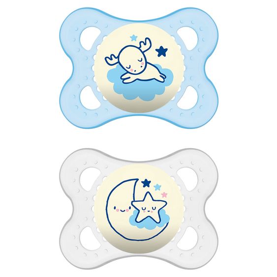 MAM Soother 2 pack Night - Silicone 0-6 M - for boys