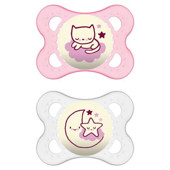 MAM Leucht-Schnuller 2er Pack Night - Silikon 0-6 M - für Mädchen