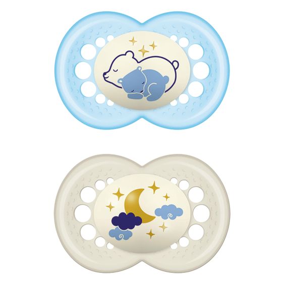 MAM Leucht-Schnuller 2er Pack Night - Silikon 6-16 M - Bär & Mond