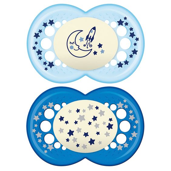 MAM Leucht-Schnuller 2er Pack Night - Silikon 6-16 M - für Jungen
