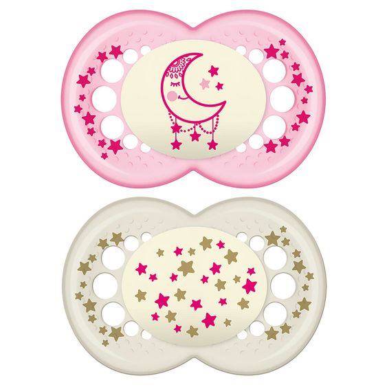 MAM Soother 2er Pack Night - Silicone 6-16 M - for girls