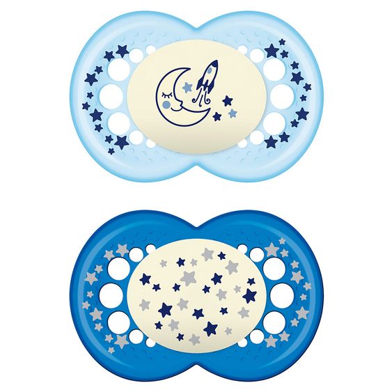 MAM Luminous pacifier 2-pack Night - silicone from 16 M - for boys