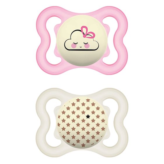 MAM Leucht-Schnuller 2er Pack Supreme Night - Silikon 0-6 M - Wolke & Stern