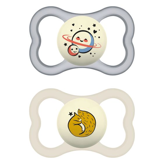 MAM Leucht-Schnuller 2er Pack Supreme Night - Silikon 6-16 M - Mond & Eichhorn