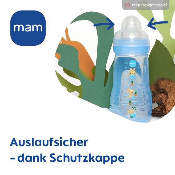 MAM PP-Flasche 2er Pack Easy Active Baby Bottle 270 ml - Silikon Gr. 1 - Biene & Igel