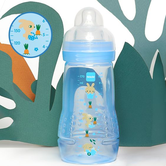 MAM PP-Flasche 2er Pack Easy Active Baby Bottle 270 ml - Silikon Gr. 1 - Hase - Blau