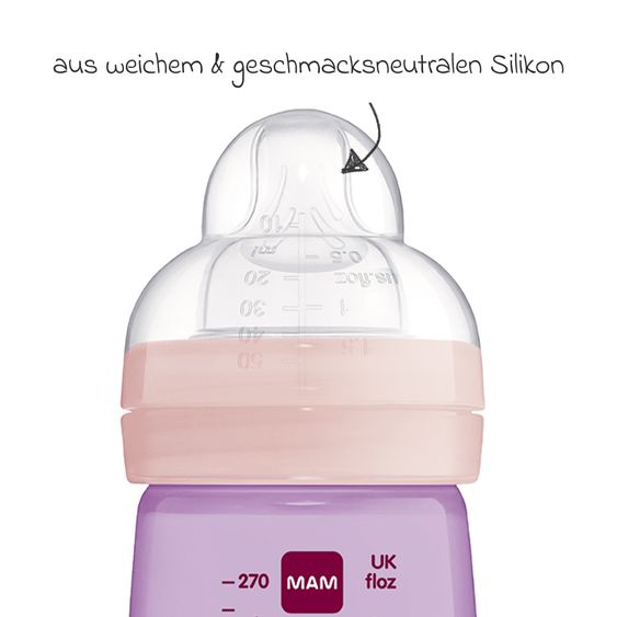 MAM PP bottle 2-pack Easy Active Baby Bottle 270 ml - silicone size 1 - cat & butterfly