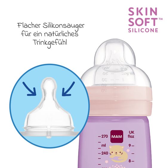 MAM PP bottle 2-pack Easy Active Baby Bottle 270 ml - silicone size 1 - cat & butterfly