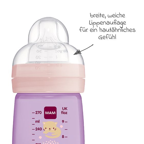 MAM PP bottle 2-pack Easy Active Baby Bottle 270 ml - silicone size 1 - cat & butterfly