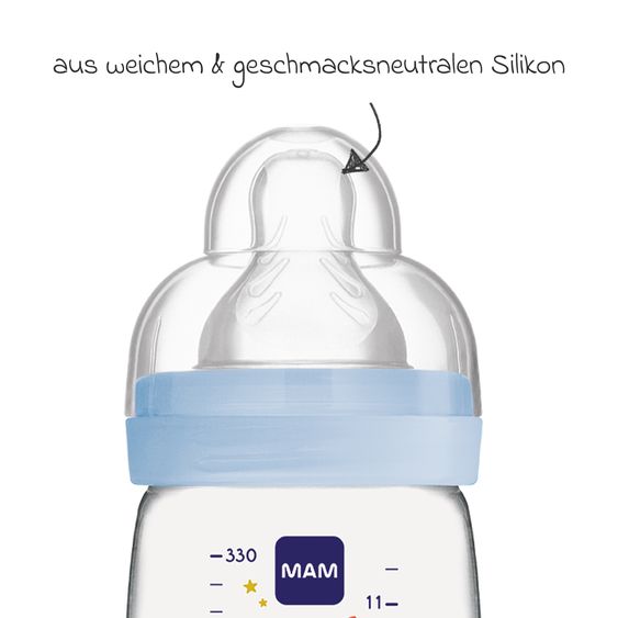 MAM PP-Flasche 2er Pack Easy Active Baby Bottle 330 ml - Silikon Gr. 2 - Weltall - Blau