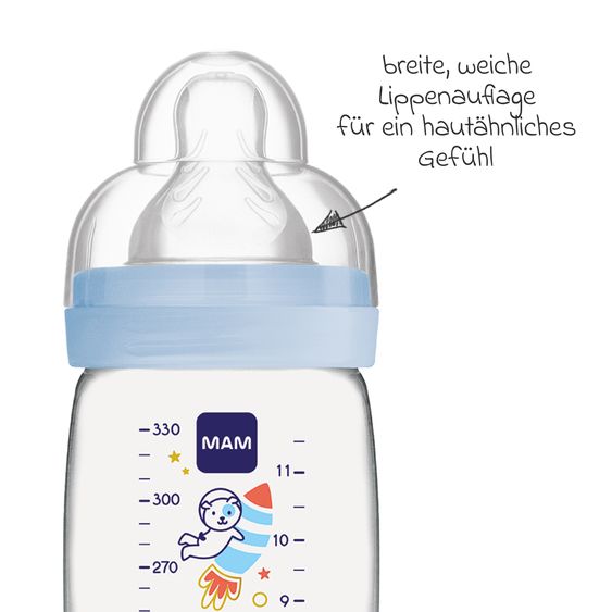 MAM PP-Flasche 2er Pack Easy Active Baby Bottle 330 ml - Silikon Gr. 2 - Weltall - Blau