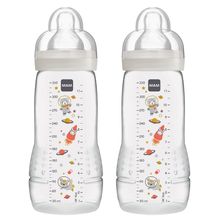 PP-Flasche 2er Pack Easy Active Baby Bottle 330 ml - Silikon Gr. 2 - Weltall - Grau