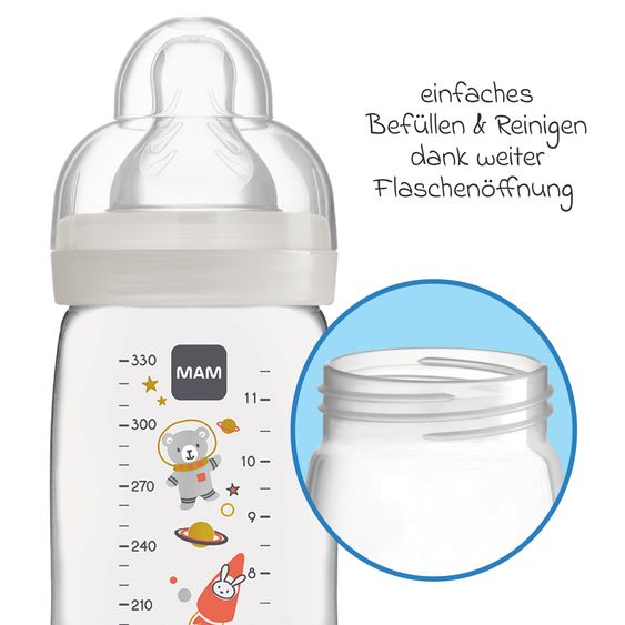 MAM PP bottle 2-pack Easy Active Baby Bottle 330 ml - silicone size 2 - space - gray