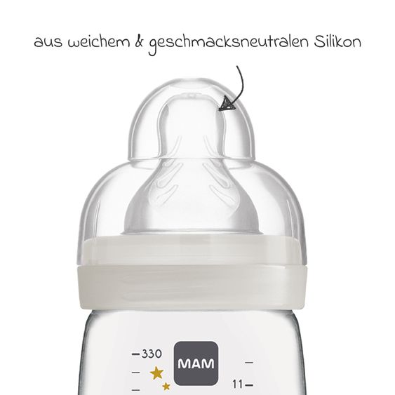 MAM PP bottle 2-pack Easy Active Baby Bottle 330 ml - silicone size 2 - space - gray