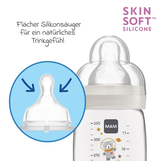 MAM PP bottle 2-pack Easy Active Baby Bottle 330 ml - silicone size 2 - space - gray