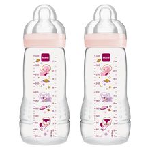 PP bottle 2-pack Easy Active Baby Bottle 330 ml - Silicone size 2 - Space - Pink