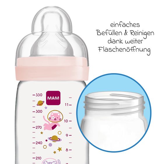 MAM Bottiglia PP 2-pack Easy Active Baby Bottle 330 ml - Silicone taglia 2 - Spazio - Rosa