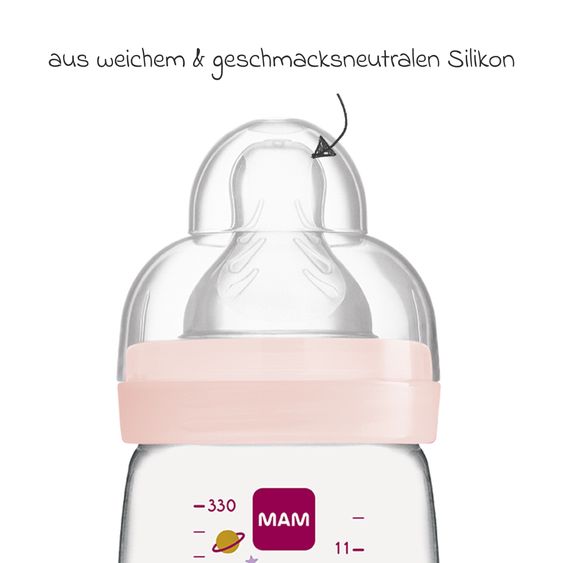 MAM Bottiglia PP 2-pack Easy Active Baby Bottle 330 ml - Silicone taglia 2 - Spazio - Rosa