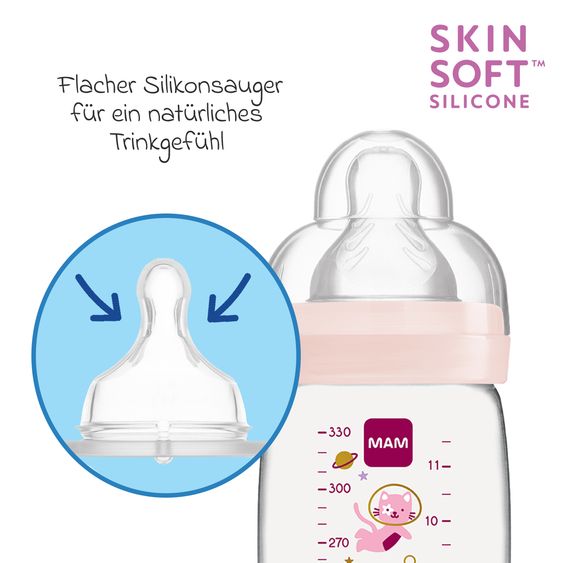 MAM Bottiglia PP 2-pack Easy Active Baby Bottle 330 ml - Silicone taglia 2 - Spazio - Rosa