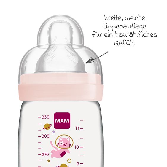 MAM Bottiglia PP 2-pack Easy Active Baby Bottle 330 ml - Silicone taglia 2 - Spazio - Rosa