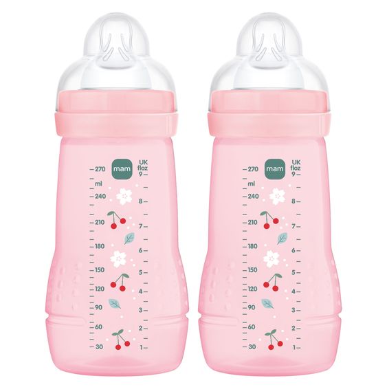 MAM PP-Flasche 2er Pack Easy Active Baby Bottle - Silikon 270 ml - Kirschen - Gr. 1