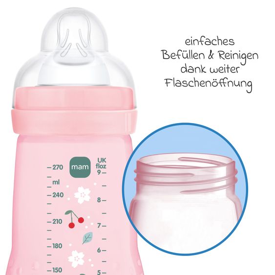 MAM PP-Flasche 2er Pack Easy Active Baby Bottle - Silikon 270 ml - Kirschen - Gr. 1