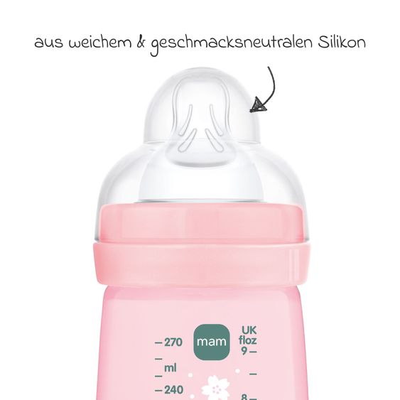 MAM PP-Flasche 2er Pack Easy Active Baby Bottle - Silikon 270 ml - Kirschen - Gr. 1