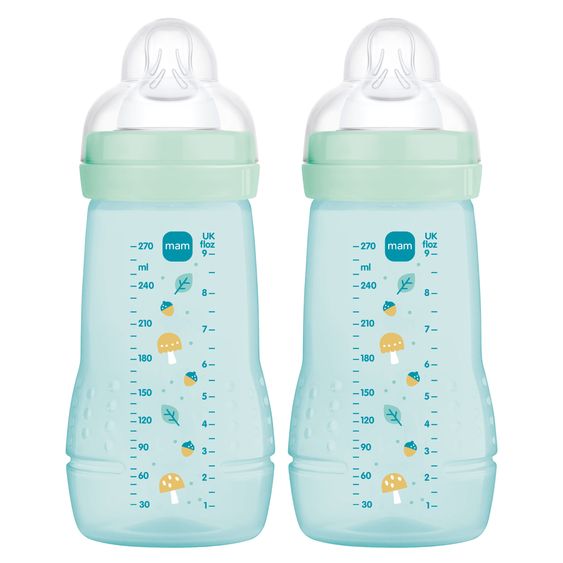 MAM PP-Flasche 2er Pack Easy Active Baby Bottle - Silikon 270 ml - Pilze - Gr. 1