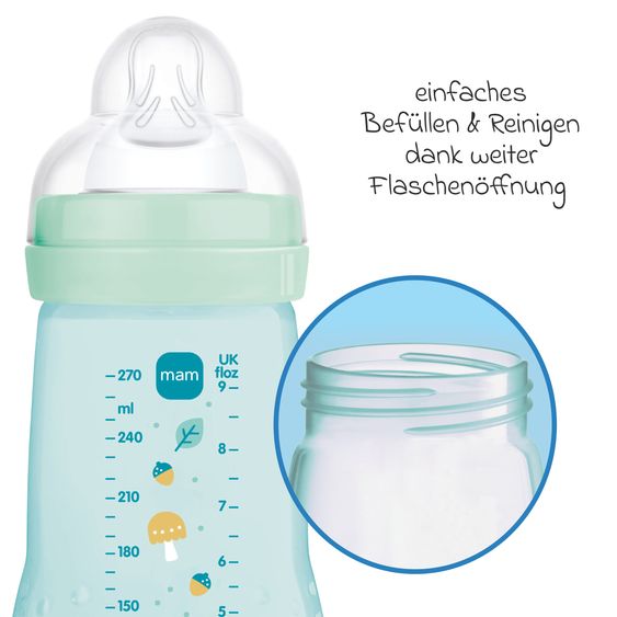 MAM PP-Flasche 2er Pack Easy Active Baby Bottle - Silikon 270 ml - Pilze - Gr. 1
