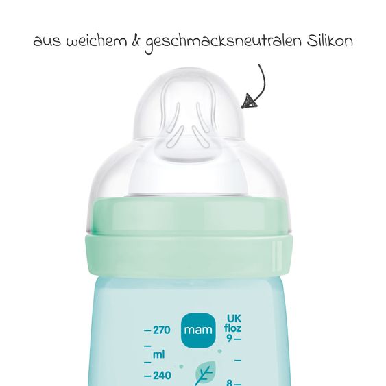 MAM PP-Flasche 2er Pack Easy Active Baby Bottle - Silikon 270 ml - Pilze - Gr. 1