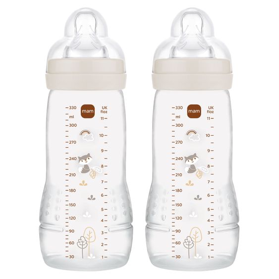 MAM PP-Flasche 2er Pack Easy Active Baby Bottle - Silikon 330 ml - Fuchs - Gr. 2