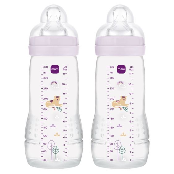 MAM PP-Flasche 2er Pack Easy Active Baby Bottle - Silikon 330 ml - Tiger - Gr. 2