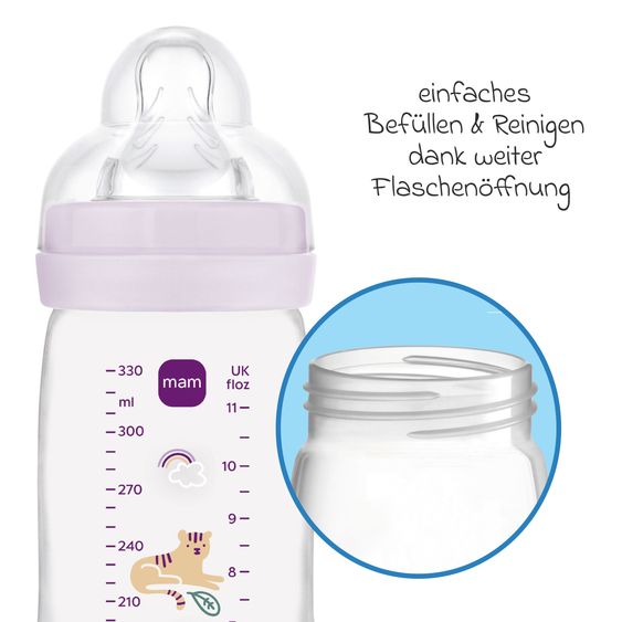 MAM PP-Flasche 2er Pack Easy Active Baby Bottle - Silikon 330 ml - Tiger - Gr. 2