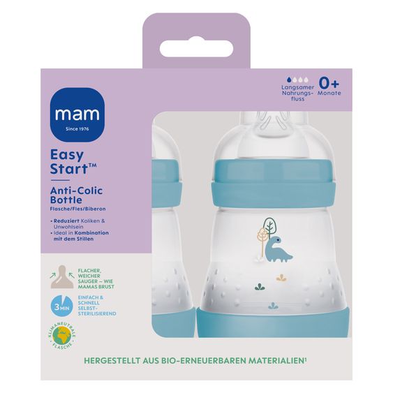 MAM PP bottle 2-pack Easy Start Anti-Colic 160 ml - Blue