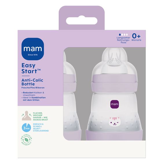 MAM PP-Flasche 2er Pack Easy Start Anti-Colic 160 ml - Lila