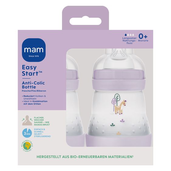 MAM PP bottle 2-pack Easy Start Anti-Colic 160 ml - Purple