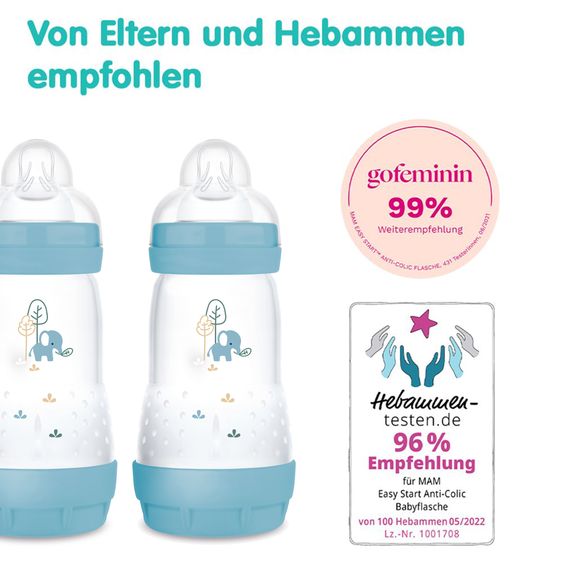 MAM Bottiglia PP 2-pack Easy Start Anti-Colic 260 ml - Blu