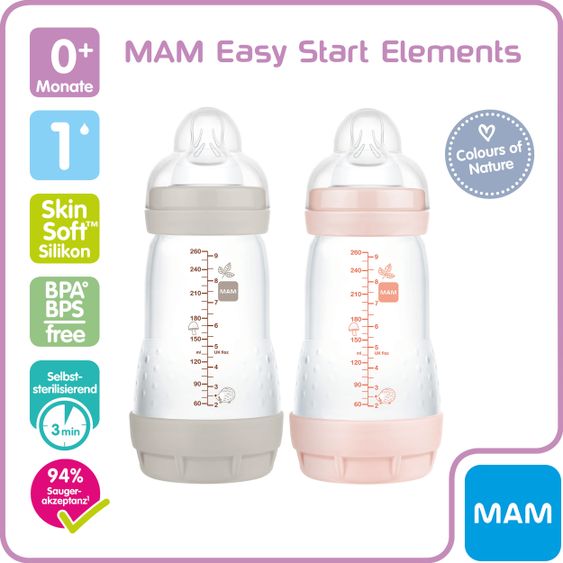 MAM PP-Flasche 2er Pack Easy Start Anti-Colic Elements 260 ml - Hase & Eule