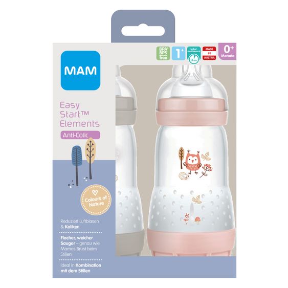 MAM PP-Flasche 2er Pack Easy Start Anti-Colic Elements 260 ml - Hase & Eule